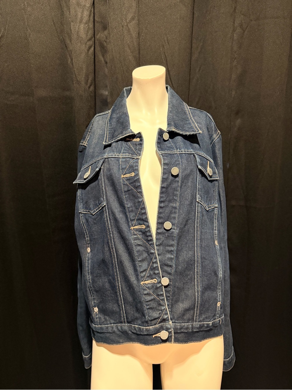 New York & Company Dark Blue Denim Jacket - Women